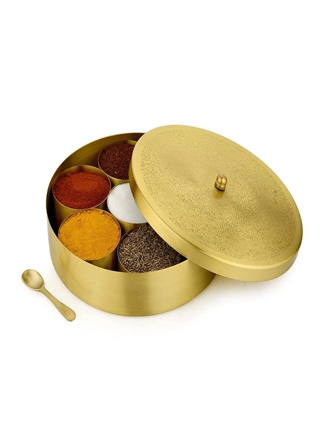 YRK Brass Spice Box Set For Kitchen 8 Inch with 50 Ml Capacity Brass Masala Box For Kitchen Masala Dani Masala Container Masala Dabba | Jewellry Box (8) - Image 1